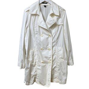 Gap Trenchcoat Size Large Ivory Cream Light Womens Jacket Pea Coat -Imperfect